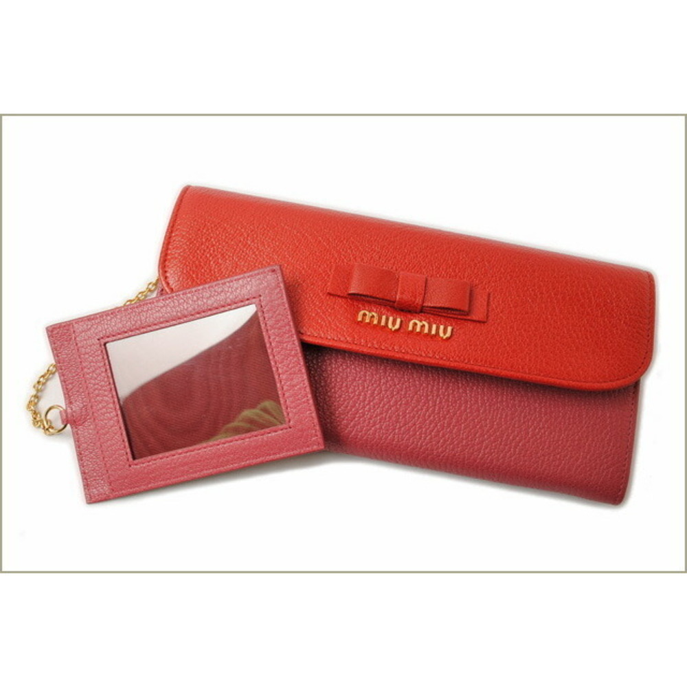 Miu Miu Wallet Pass Case 5m1109 Berry Red - image 2
